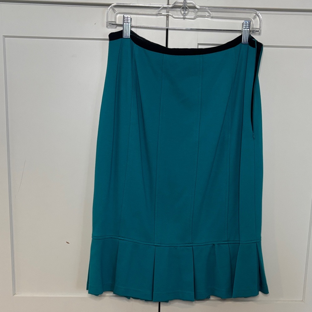 Nanette Lepore Teal A-Line Skirt with ruffle bottom